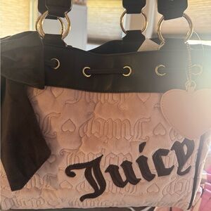 Juicy Couture Pink and Brown  Embroidered Shoulder Bag